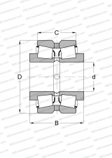 Type TNASWE, non-adjustable double-row bearing, lubrication groove, extended back face rib