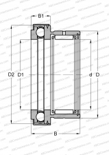 Thrust bearing with a cage, with end cap