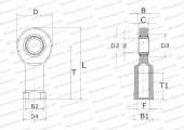 With internal thread, with lip seals or high performance seals, left hand thread, series GIL..-UK-2RS (INA)