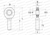 With external thread, with lip seals or high performance seals, right hand thread, series GAR..-UK-2RS (INA)
