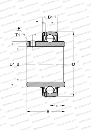 Drawing of bearing YAR 204-2RF SKF: dimensions, diameters, width