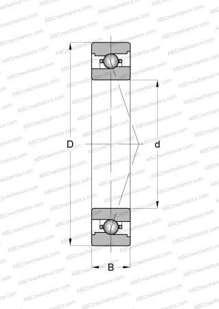 Чертеж подшипника HC708CTP4S UL FAG: размеры, диаметры, ширина