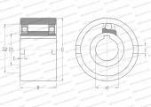 Негерметичная обгонная муфта роликового типа с опорным подшипником, d (>25)