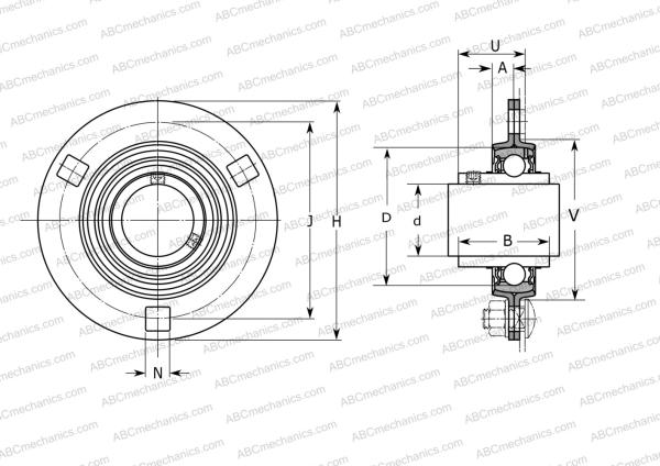 Чертеж подшипникового узла, корпуса PF 1.3/4 TR SKF: размеры, диаметры, ширина