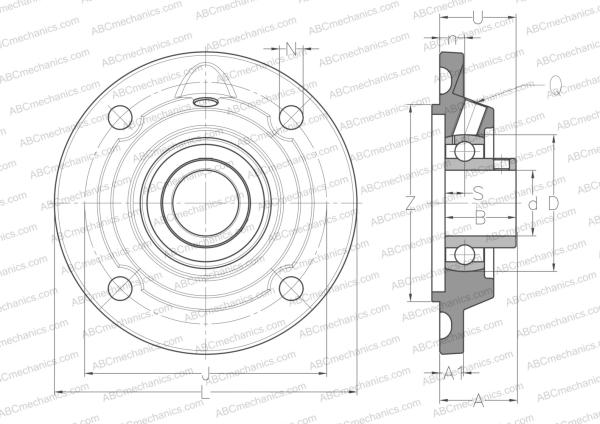 Чертеж подшипникового узла, корпуса USFEE208 SNR: размеры, диаметры, ширина